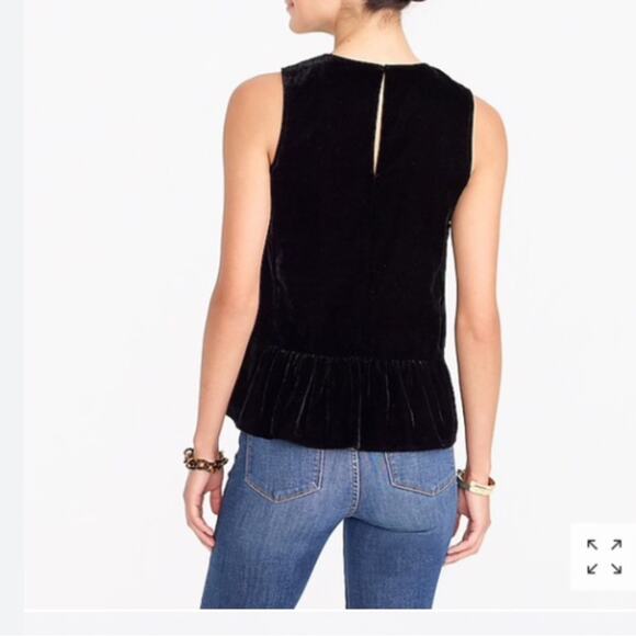 J CREW Black Velvet peplum Sleeveless Top Size 16 - Picture 2 of 11